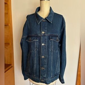 Wrangler HERO Dark Wash Blue Denim Jacket Trucker Boyfriend Rodeo Western Cowboy